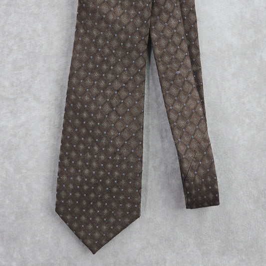 DKNY Brown Gray Stripe Geometric Repp 32% Silk 68% Poly Men's Neck Tie NWOT