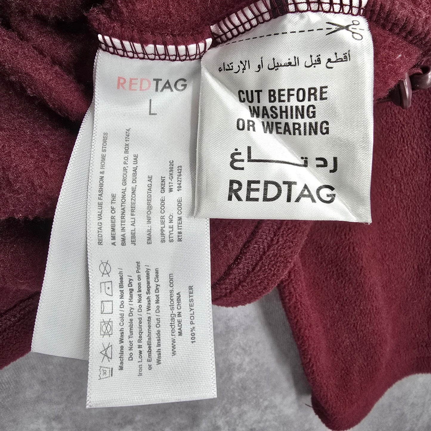 Redtag Red Zip Fleece Coat Jacket Mens Long Sleeve Large