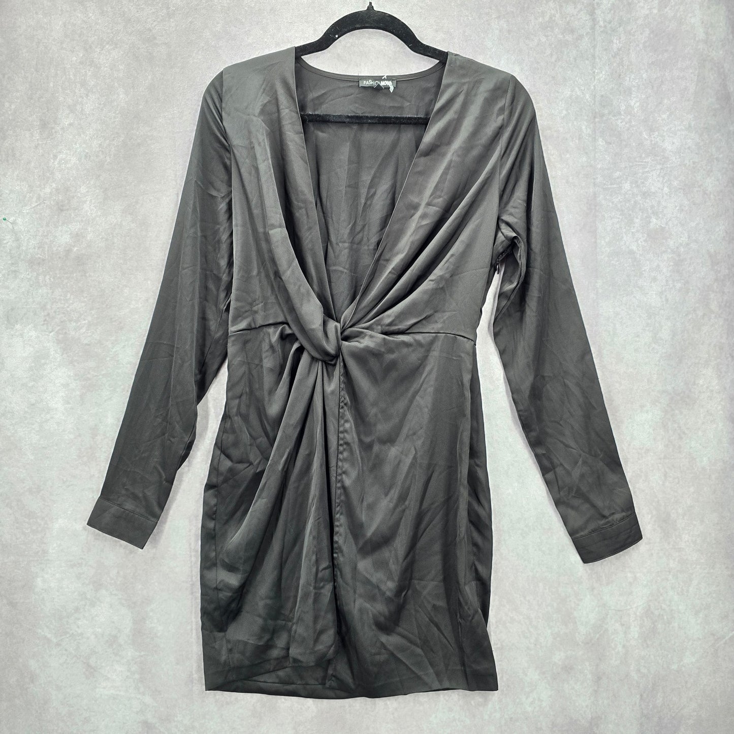 Fashion Nova Black Wrap Y2K Retro Club Long Sleeve Knee Length Dress Medium