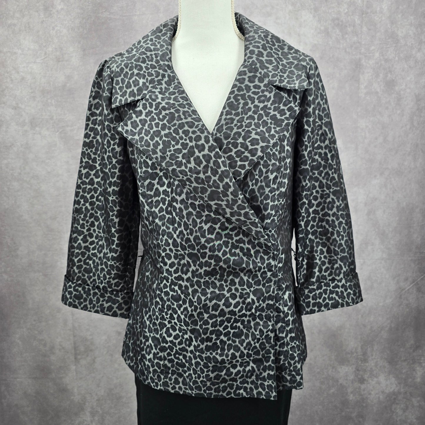Alex Marie Black Gray Executive Jacket Coat Formal Animal Print Medium