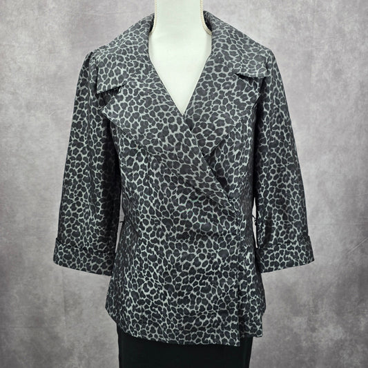 Alex Marie Black Gray Executive Jacket Coat Formal Animal Print Medium