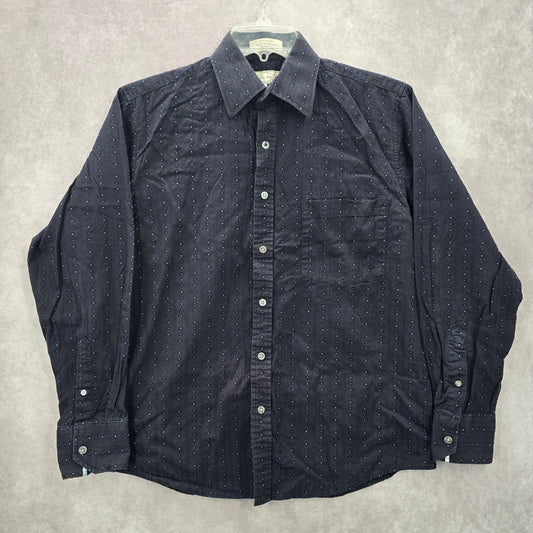 Eighty Eight Blue Long Sleeve Polka Dot Button Down Mens Shirt Cotton Small