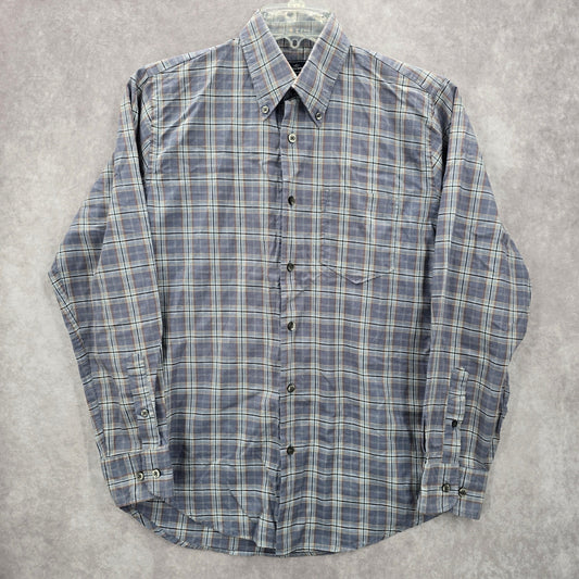 Dockers Gray Plaid Button Down Work Western Long Sleeve Cotton Shirt Small