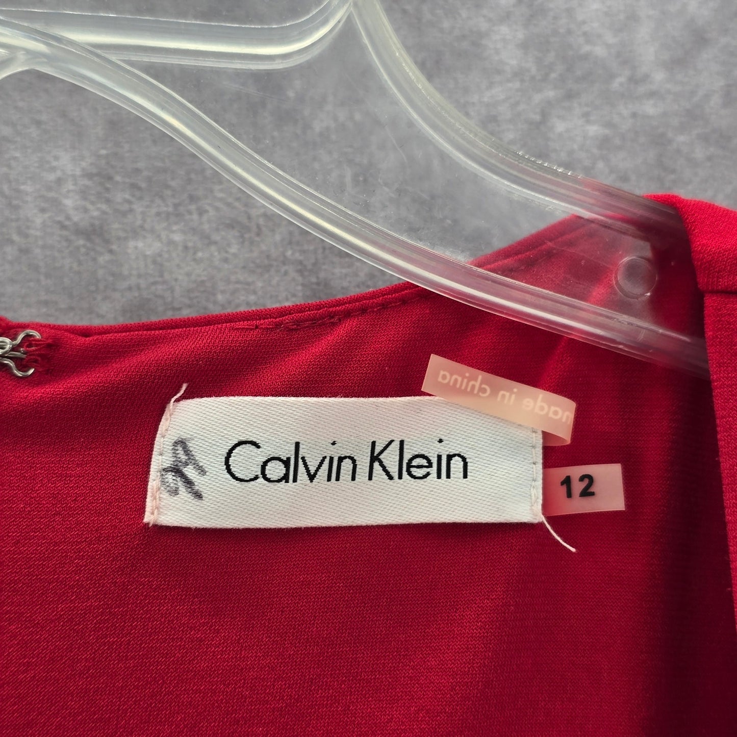 Calvin Klein Red Knee Length Pleat Sleeveless Fit Flare Formal Party Dress 12