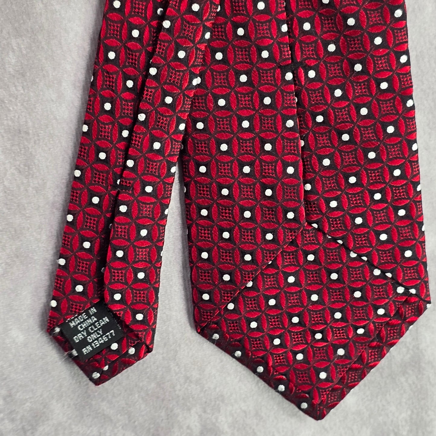 Pronto Uomo Red Geometric White Executive Polka Dot Silk Men's Neck Tie