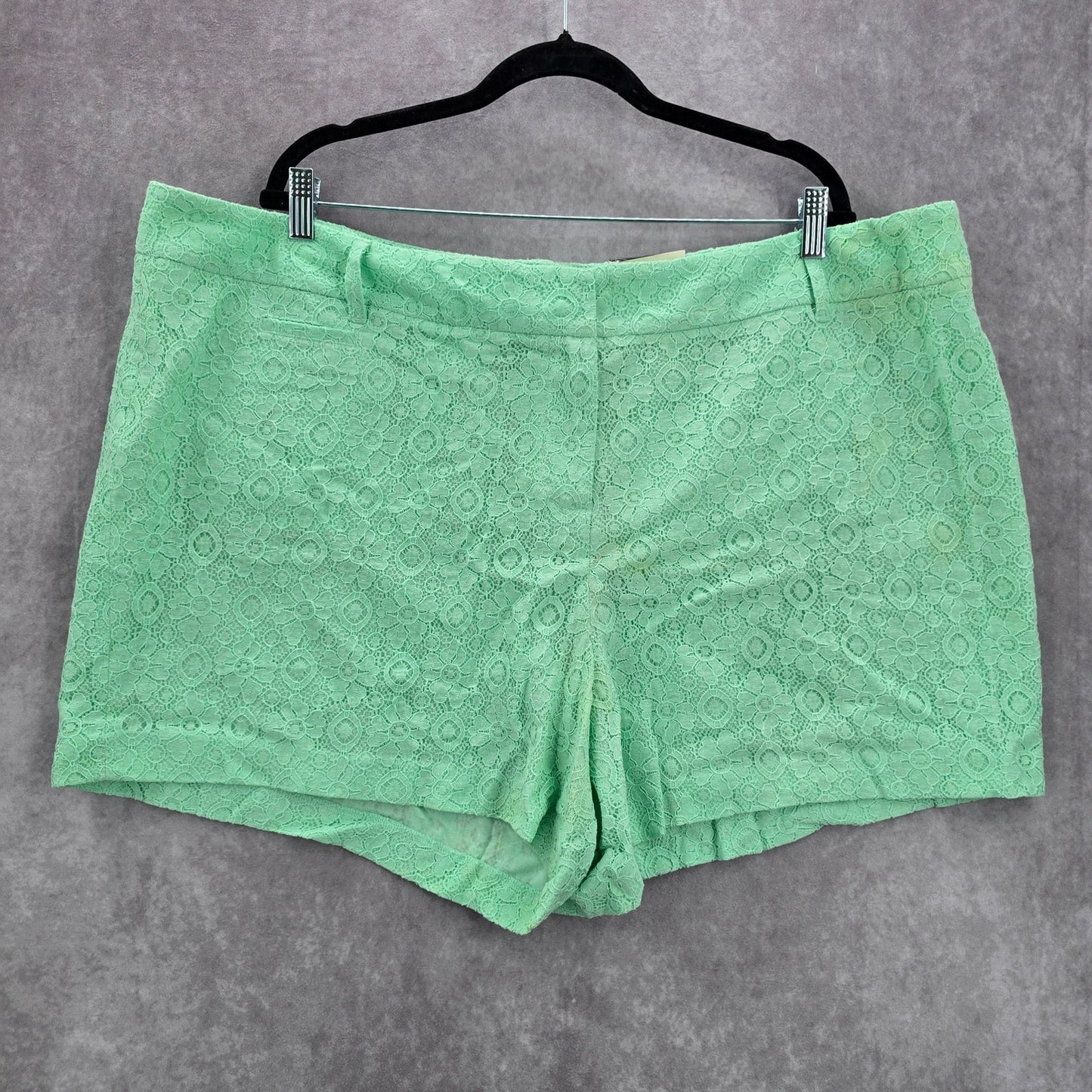 Cato Green Lace Classic Boho Active Preppy Beach Cotton Shorts Plus 3XL 26W