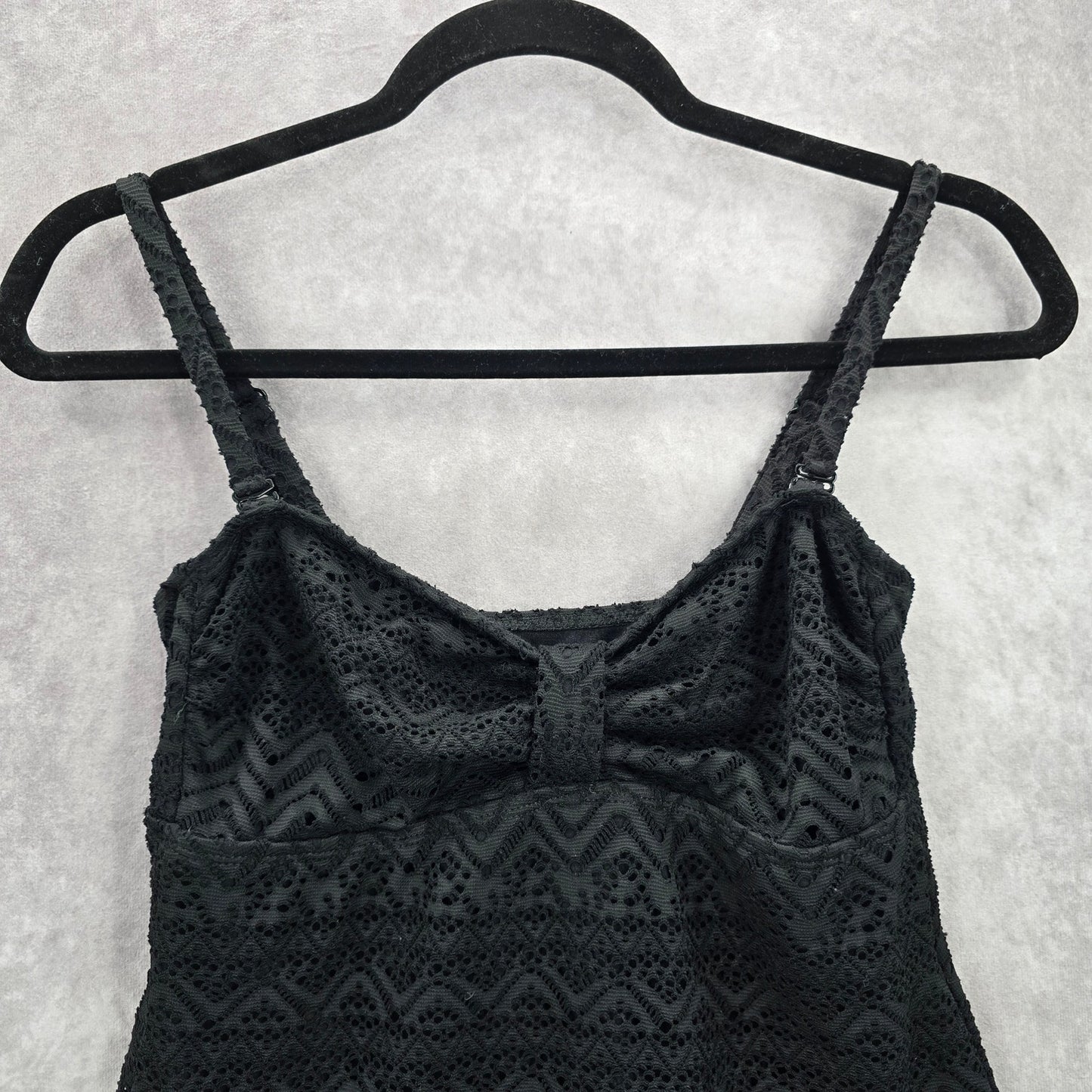 Catalina Black Crochet Lace Swimwear Tankini Top S Small 4-6