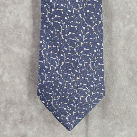 Joe Smith New York Purple Silver Floral Geometric Executive Silk Men's Neck Tie