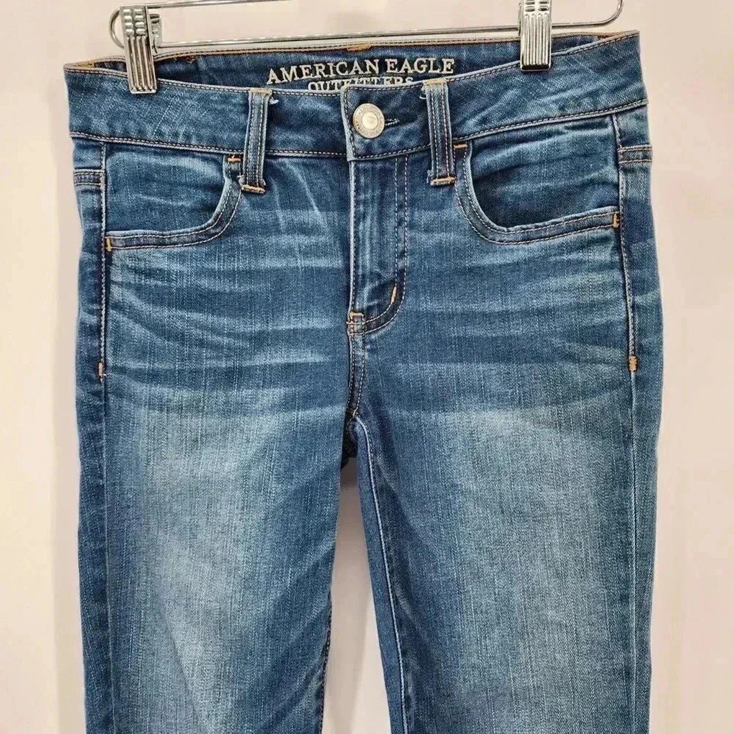 American Eagle Outfitters Super Stretch Blue Jeans Girls Junior Jegging 0 Short