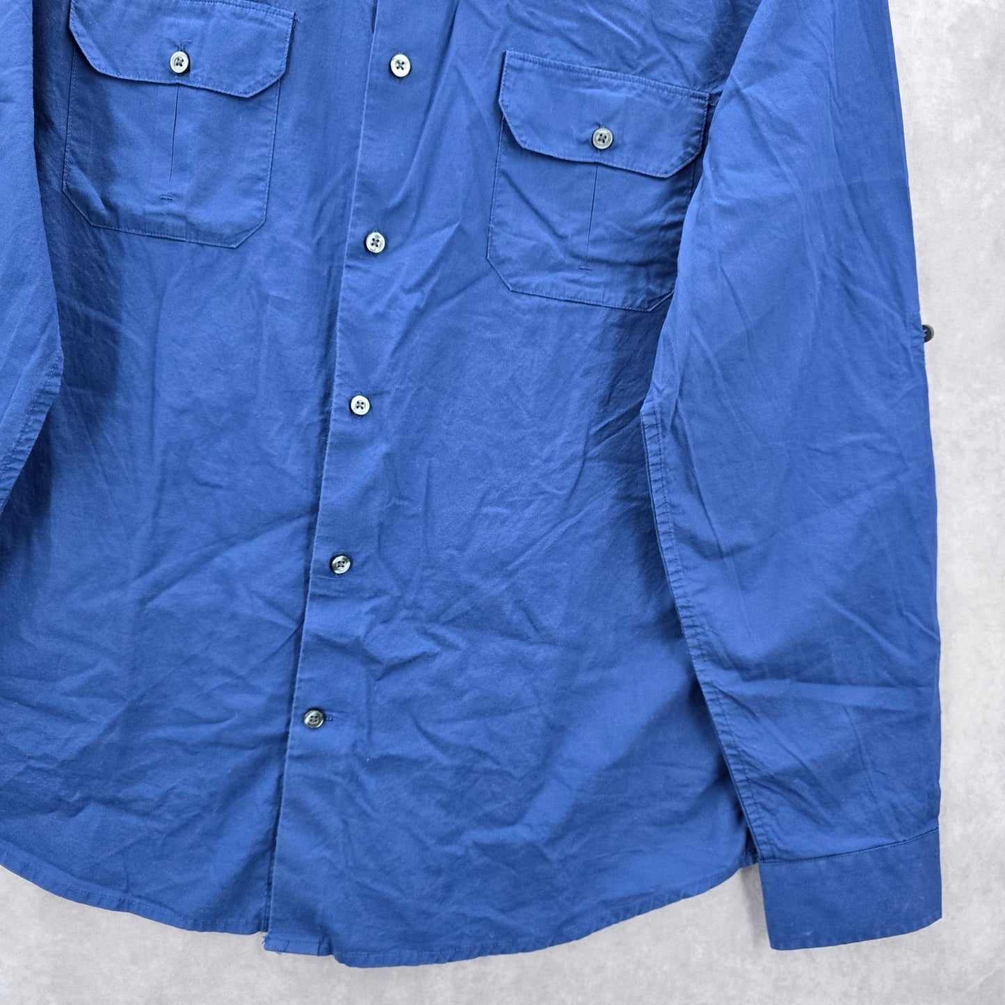 J Ferrar Blue Slim Fit Cotton Button Down Long Sleeve Work Mens Shirt XL