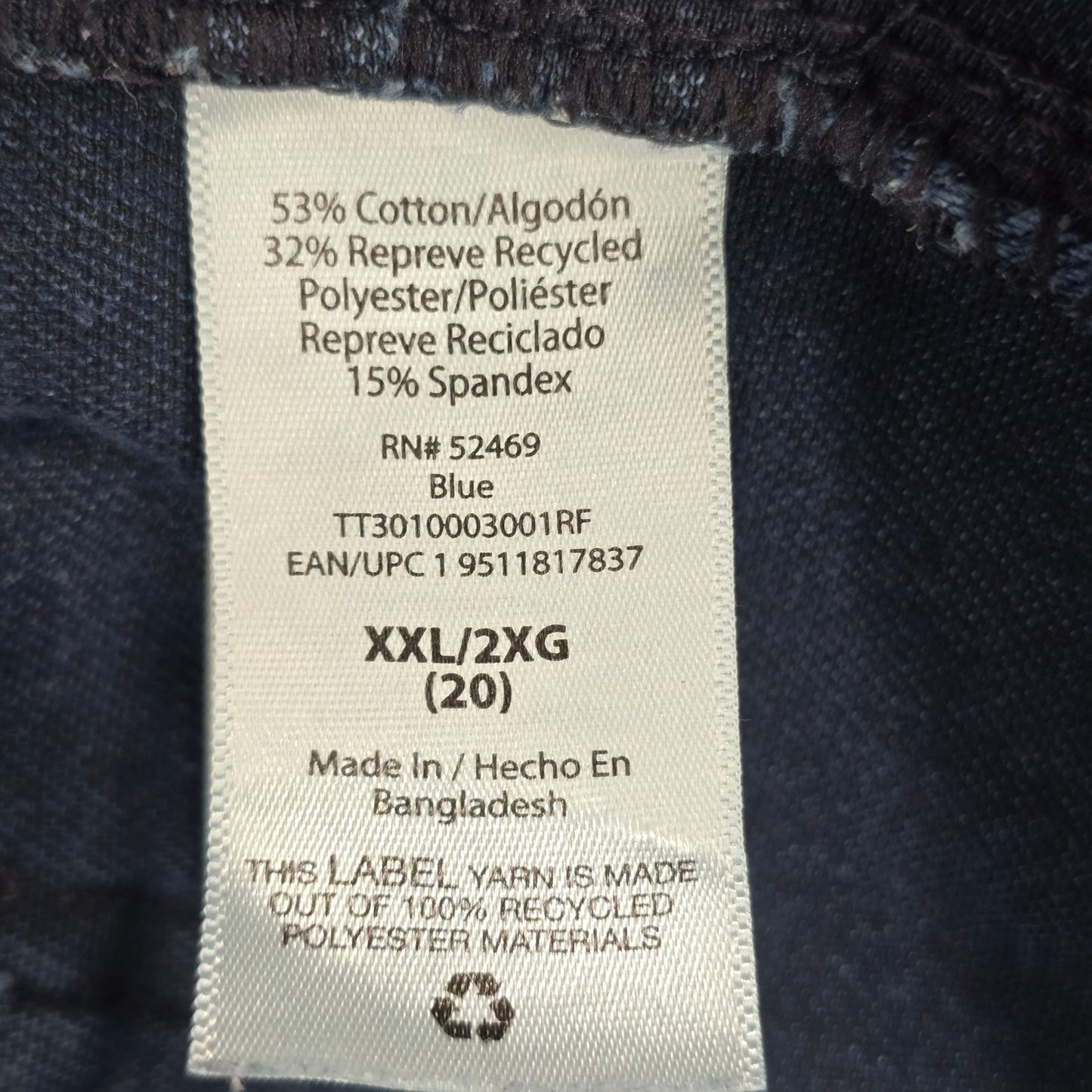 Time and Tru Blue Skinny Stretch Pullon Jegging Bottoms Pants Plus XXL 2XL