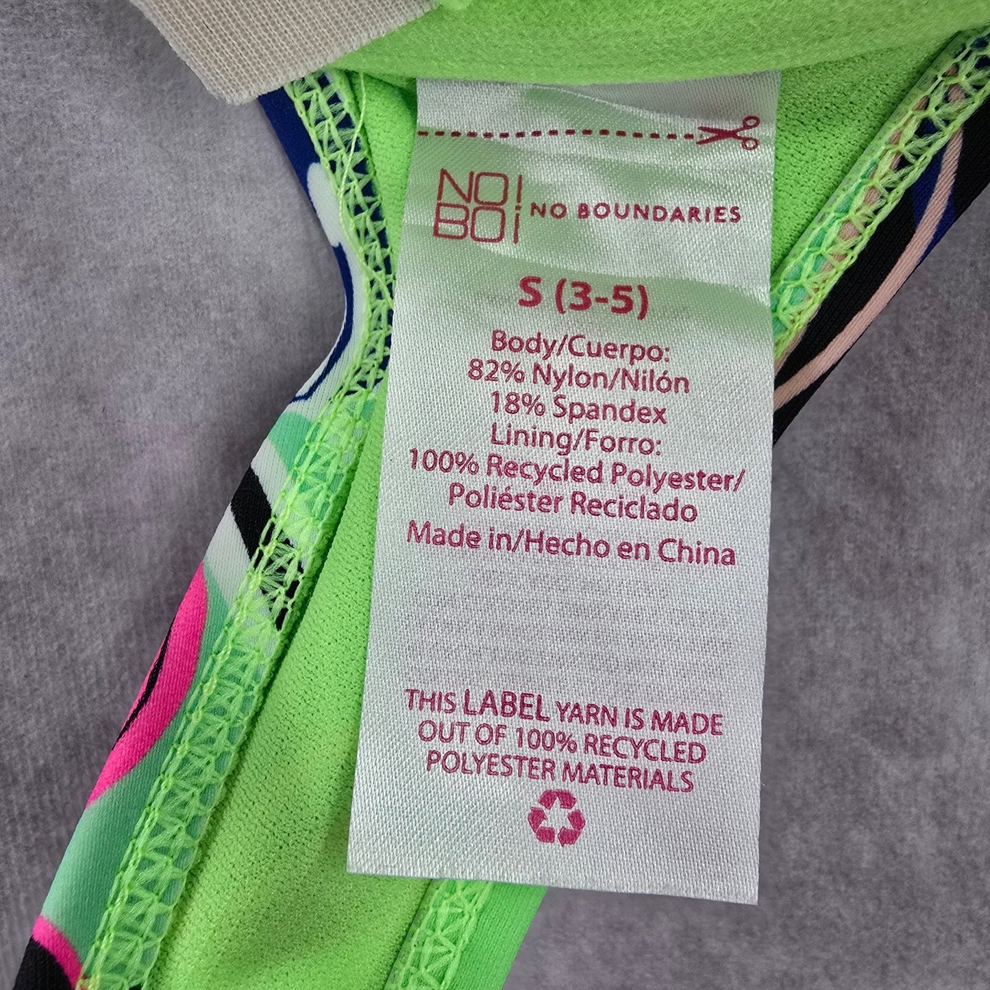 No Boundaries Green Floral Tropical Bikini Top Swimwear Padded Swimsuit Small