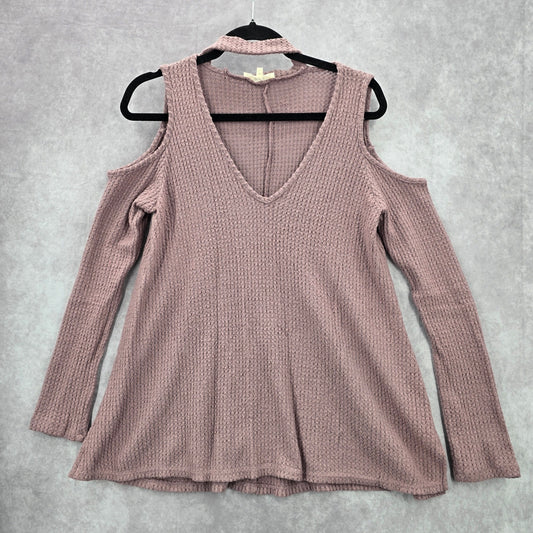 Andree by Unit Purple Long Sleeve Cold Shoulder Collar Sweater Cardigan Medium