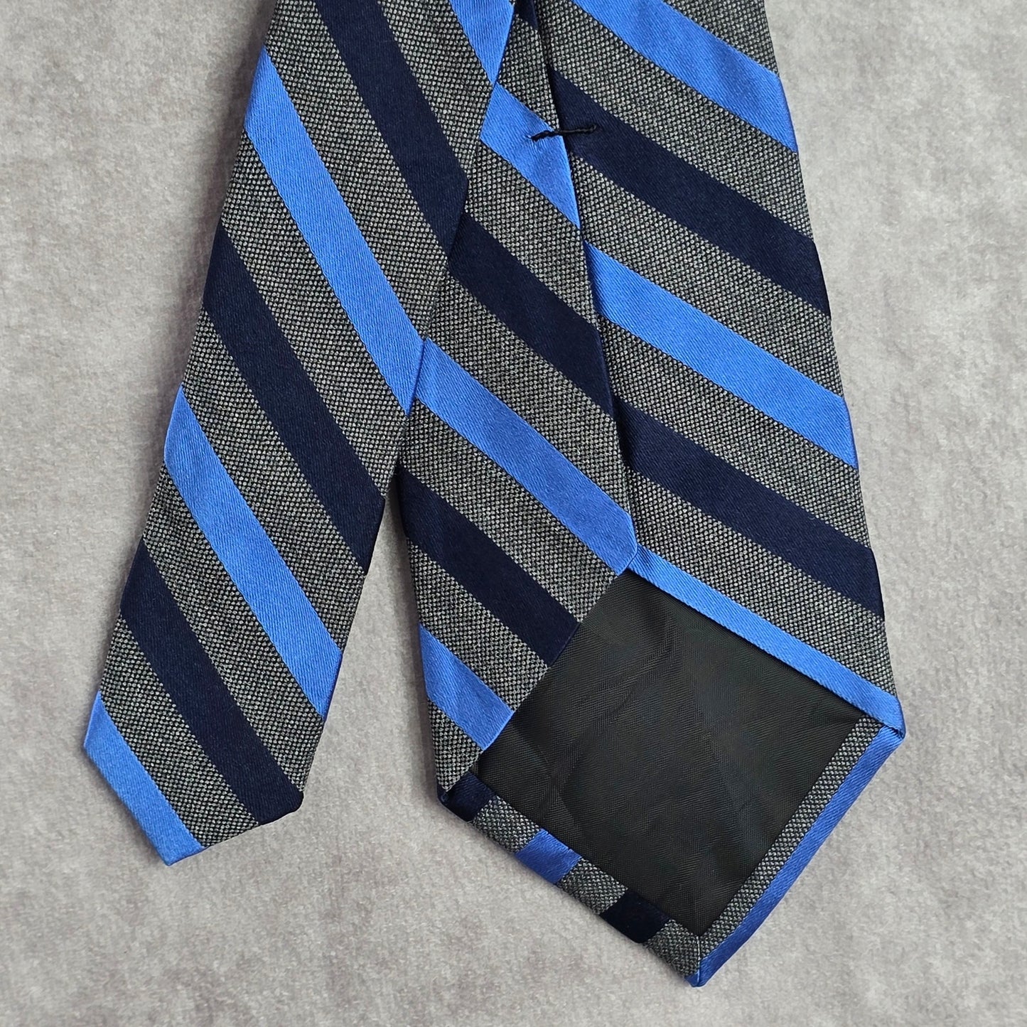 Croft & Barrow Gray Blue Stripe Repp Geometric Silk Viscose Neck Tie Men's