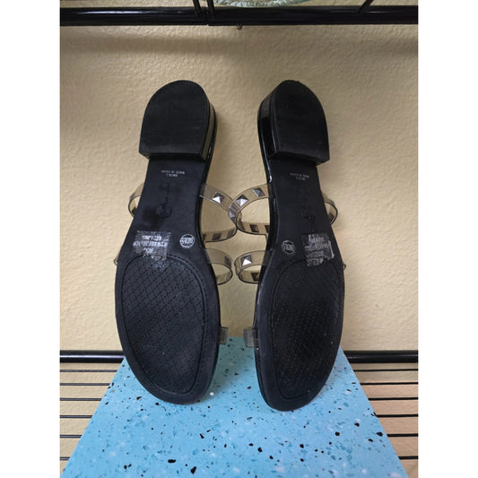 Jessica Simpson Black Studded Flat Slip Slide Sandals Size 8