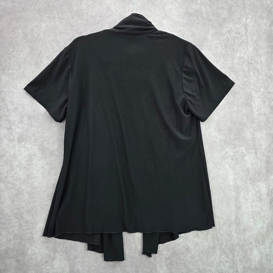 Perception Women Black Green Floral Ruffle Jacket Top Short Sleeve Plus 1XL