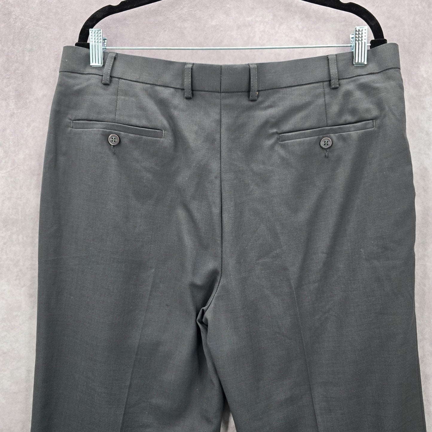 Fit Elegance Gray Mens Trousers Executive Tailored Suit Work Dress Pants 38x41
