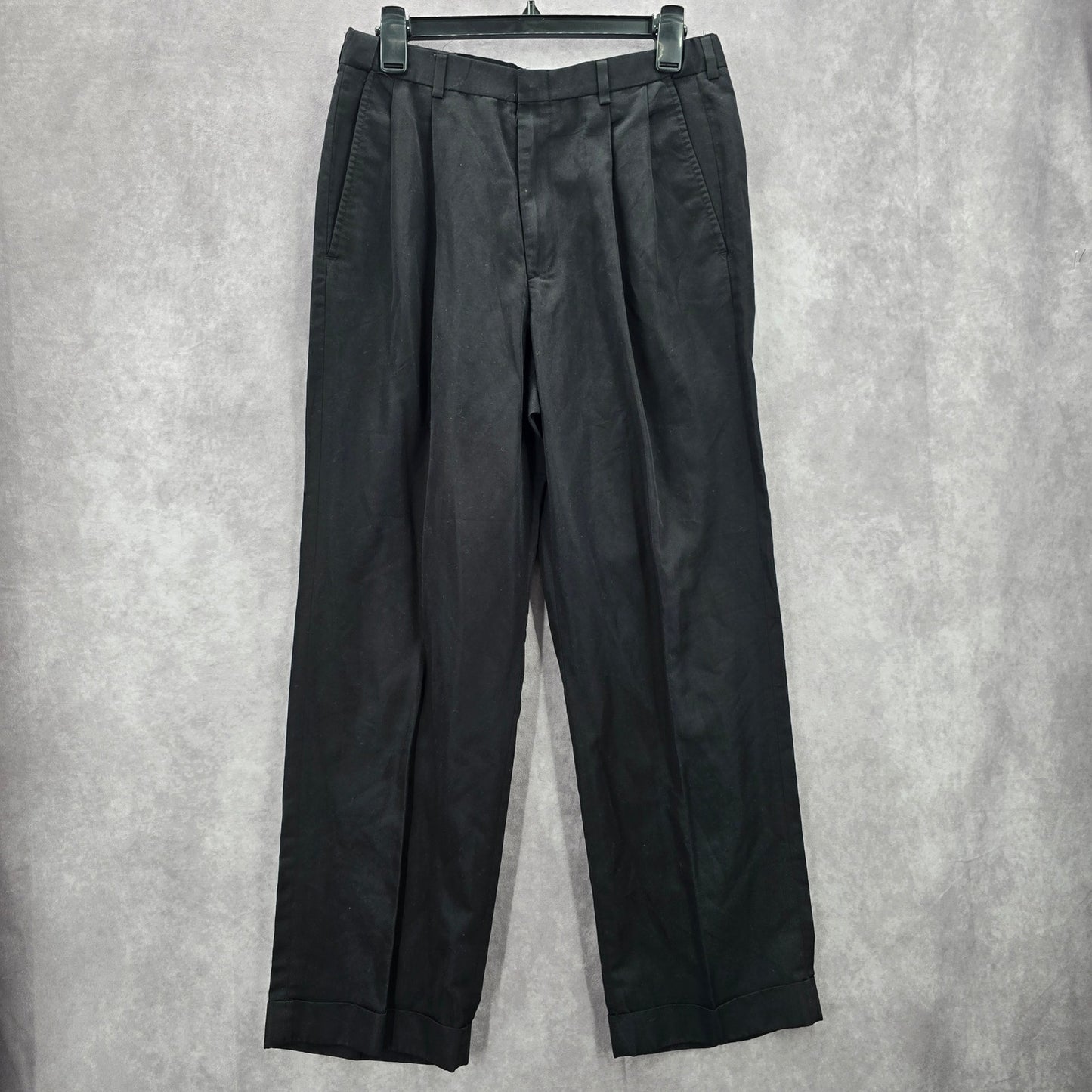 Haggar Black Plain Tailored Executive Dress Pants Trouser Bottoms Mens Small