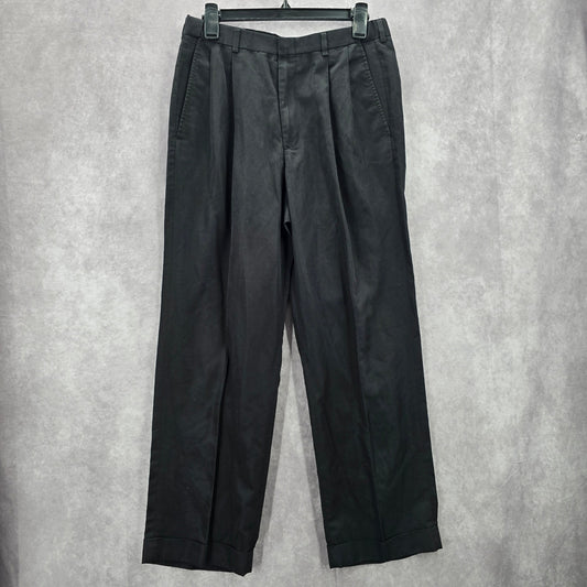 Haggar Black Plain Tailored Executive Dress Pants Trouser Bottoms Mens Small