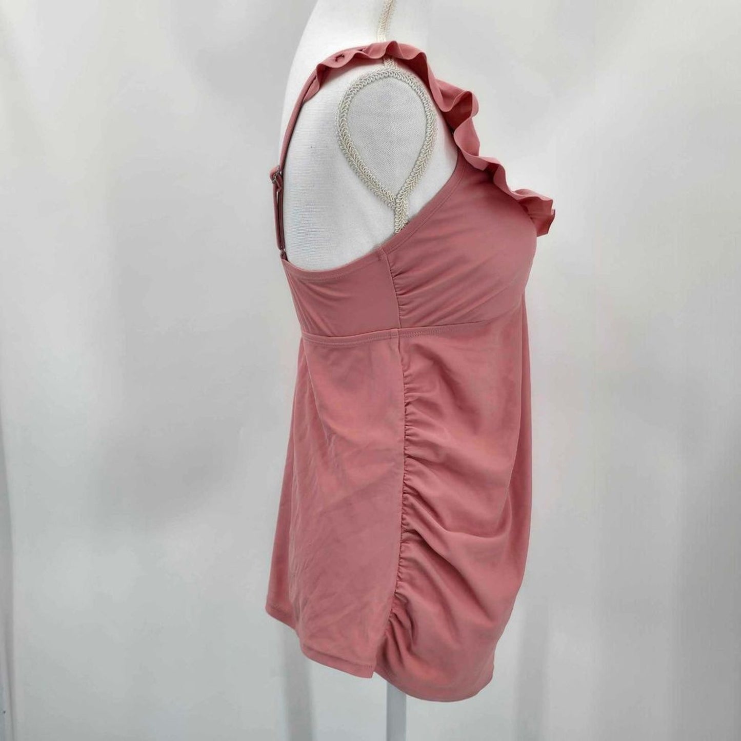 Isabel Maternity Pink Tankini Padded Bra Adjustable Ruffle Size Medium