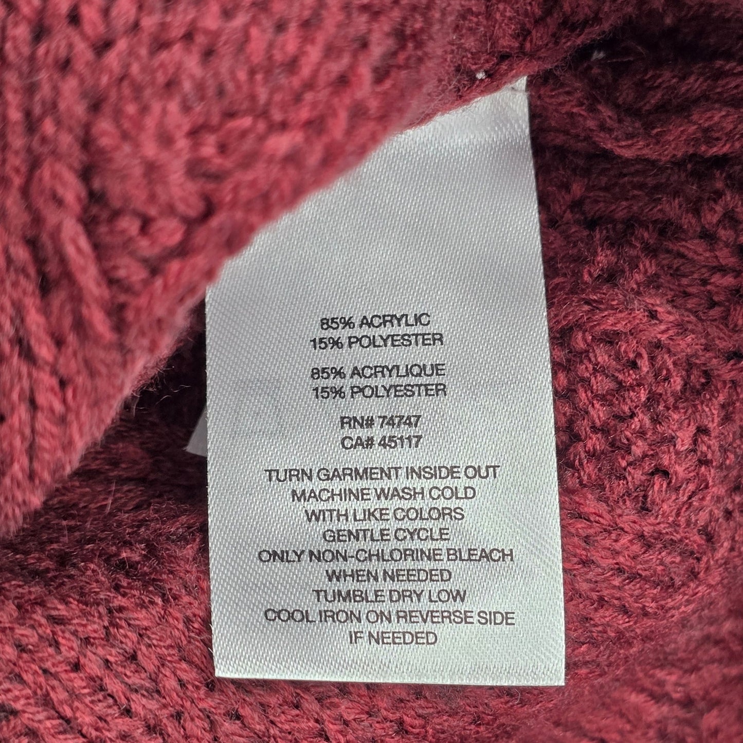 Natural Reflection Red Pullover Knit Long Sleeve Cardigan Sweater Medium