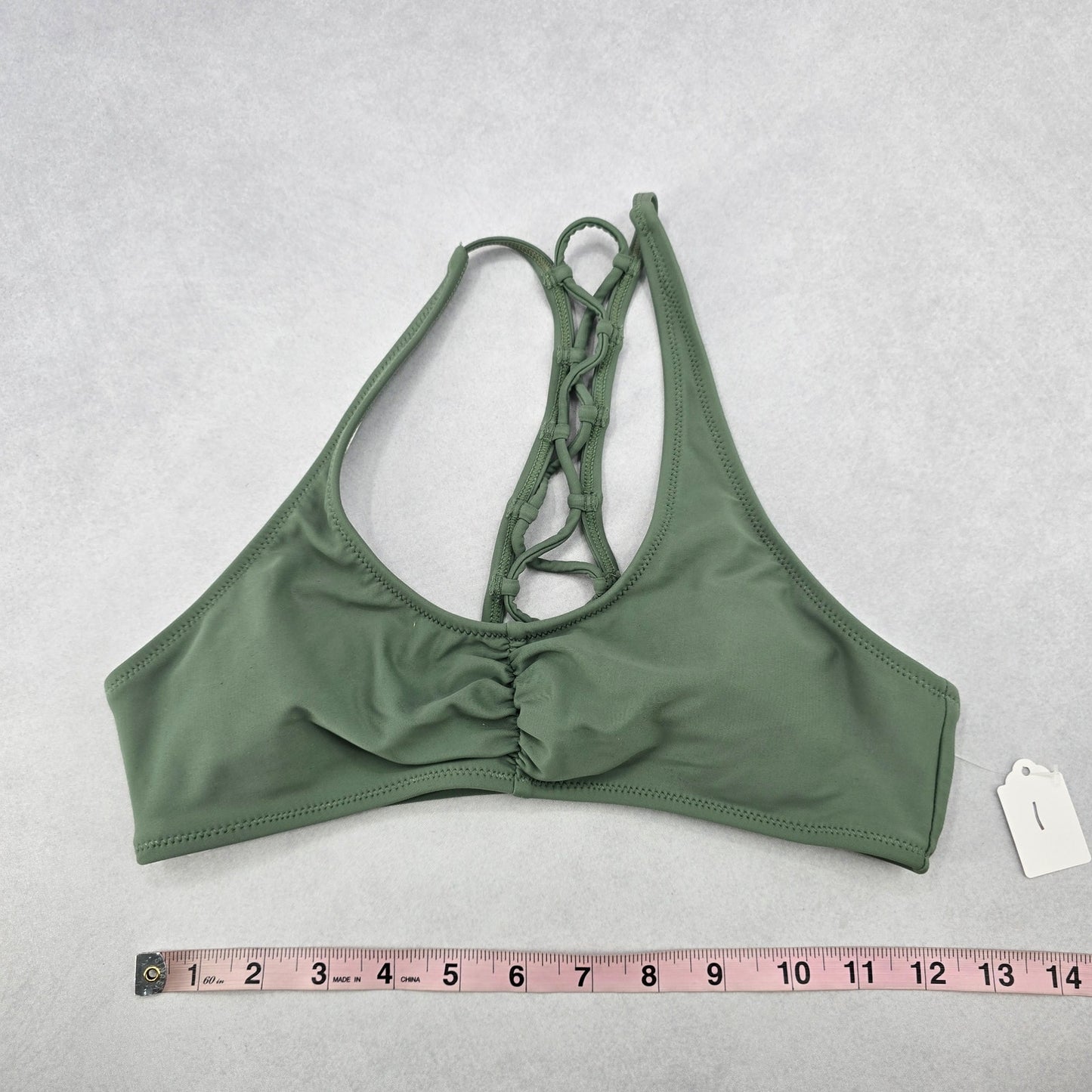 Green Crisscross Sports Bra Beach Padded Bikini Bralette Swim Top S Small
