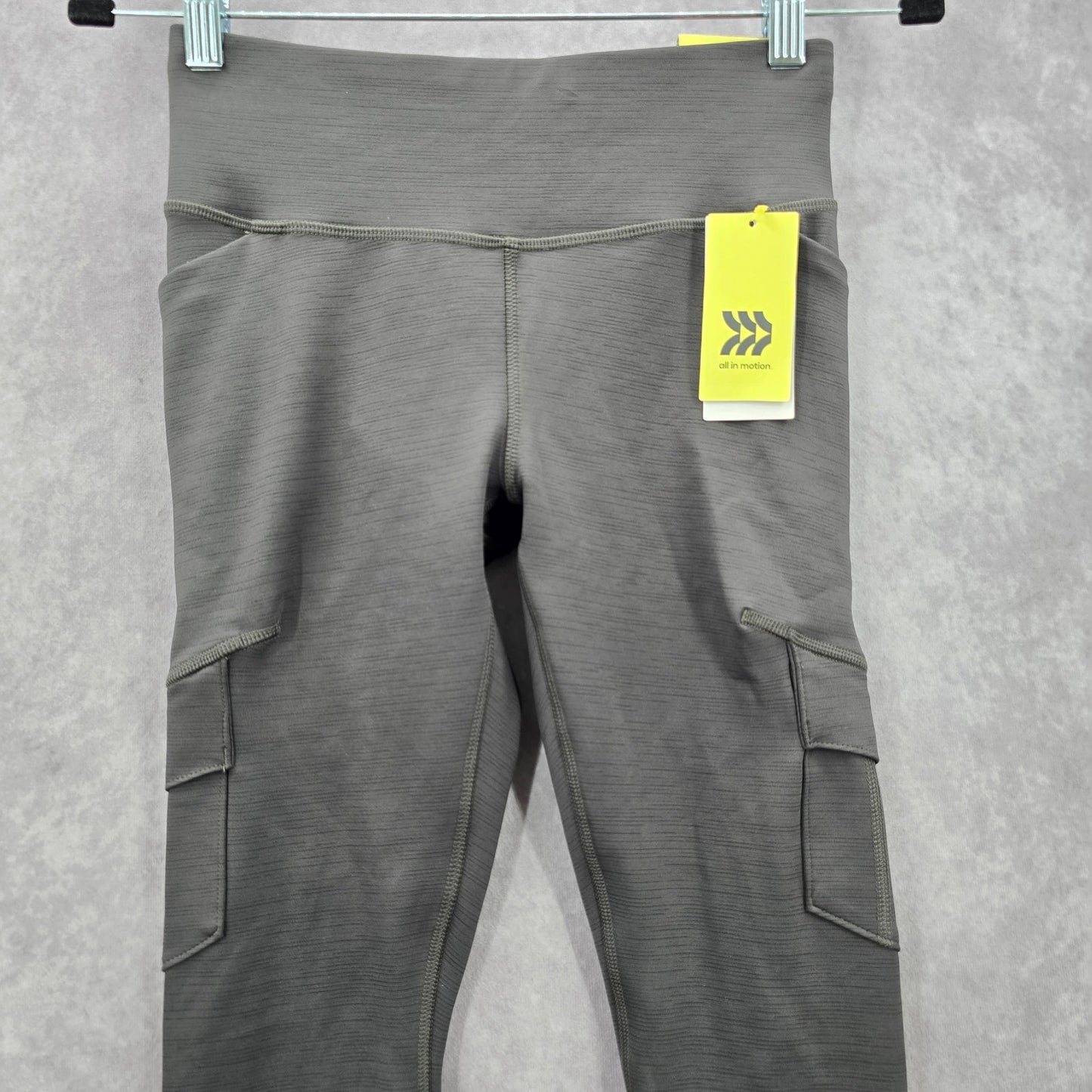 All In Motion Gray High Rise Cargo Activewear Quick Dry Legging Extra Small XS