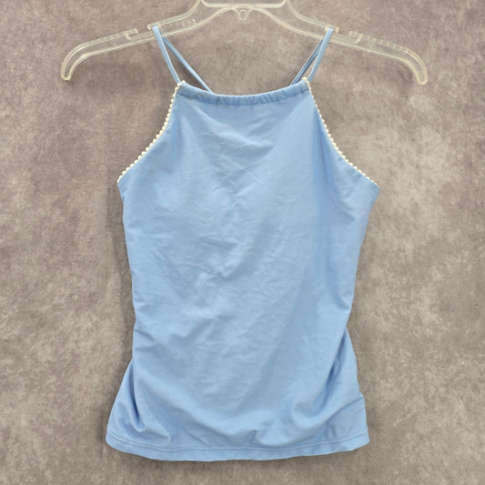 Blue Lace Crisscross Back Tie Padded Swimwear Tankini Tank Top Medium M