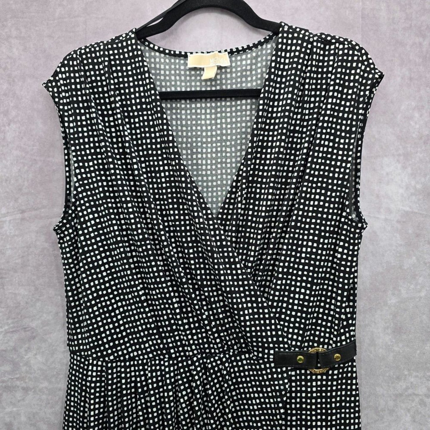 Michael by Michael Kors Black White Print Wrap Dress Large