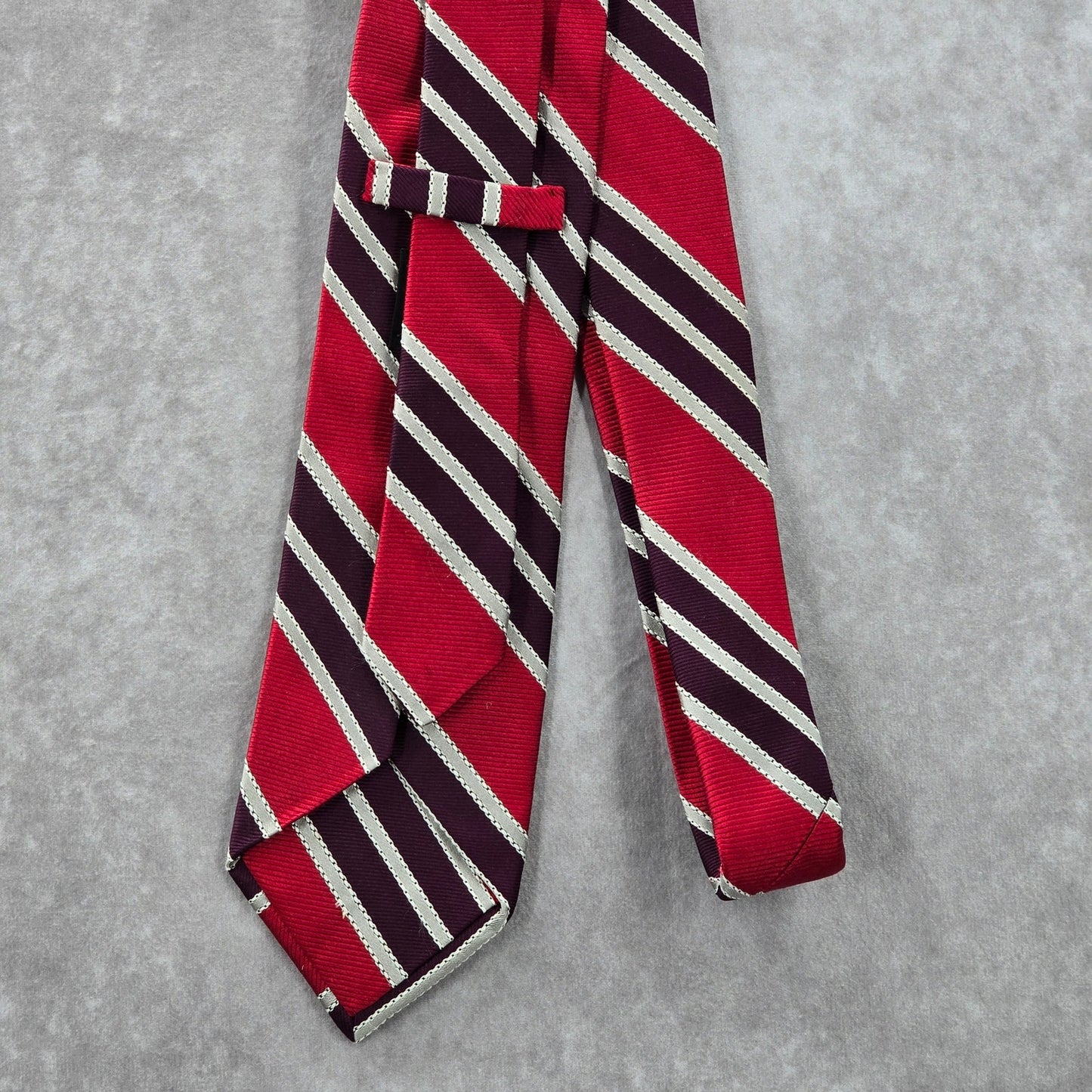 Ike Behar Red Purple Gray Stripe Geometric Repp Silk Executive Neck Tie Men's
