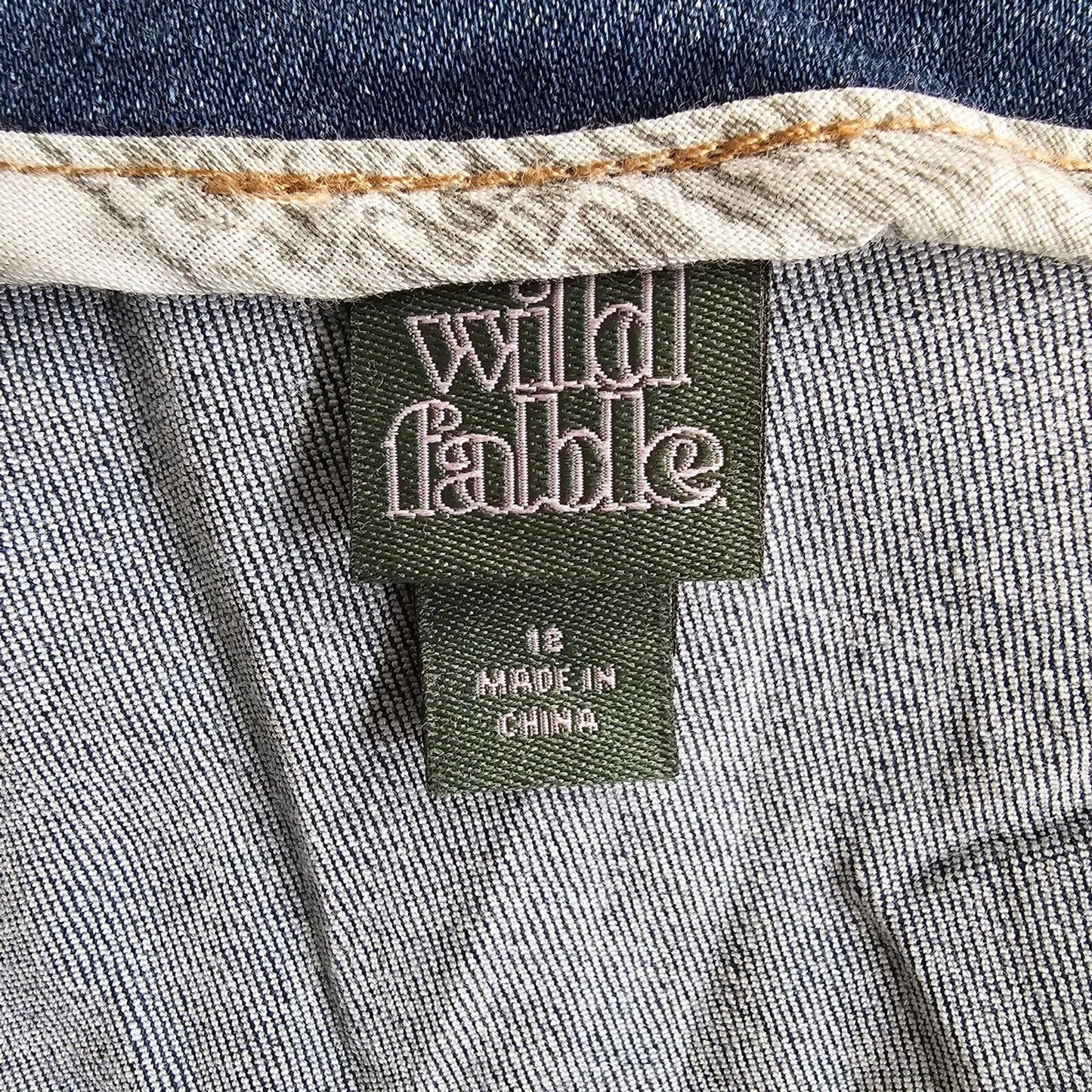 Wild Fable Blue Denim Jeans Short Mini Skirt Zip Up Size 18
