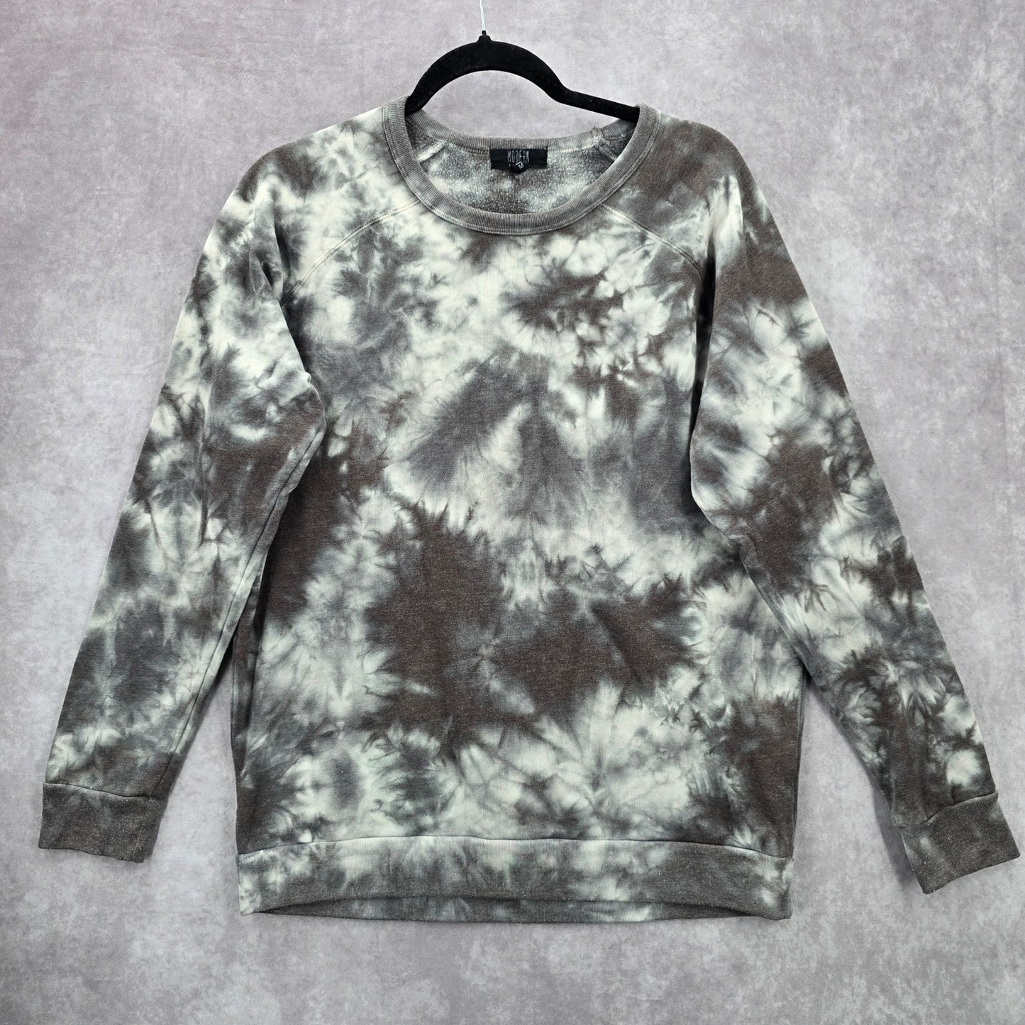 Modern Canvas Gray Tie Dye Long Sleeve Cotton Sweater Cardigan Top Medium