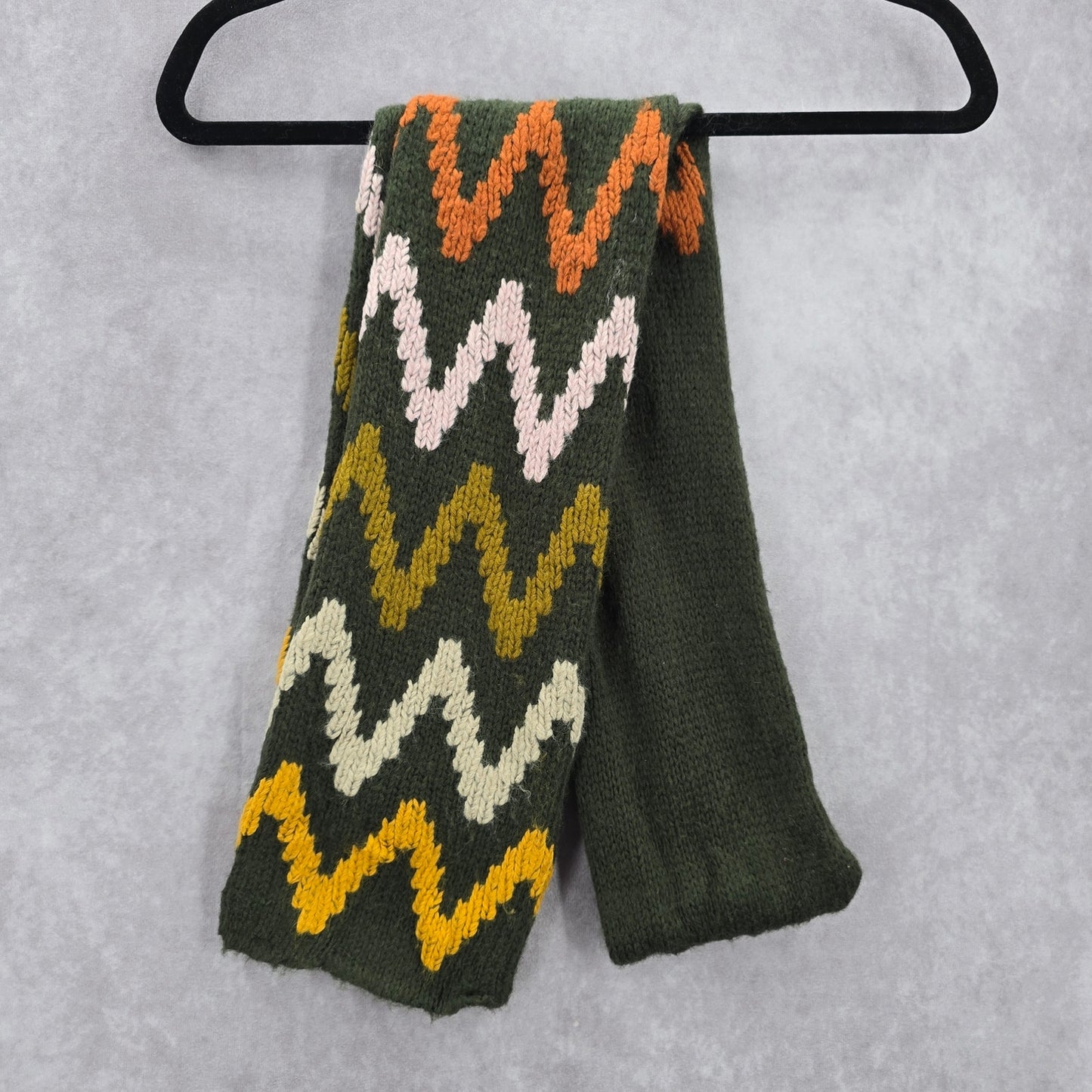Wooden Ships Green Chevron Cable Knit Wrap Shawl Vintage Y2K Scarves Scarf