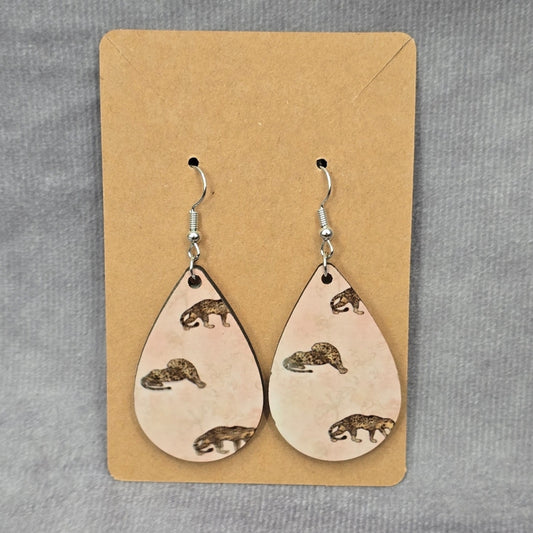 Pink Teardrop Hook Animal Handmade Earrings #JB1E1