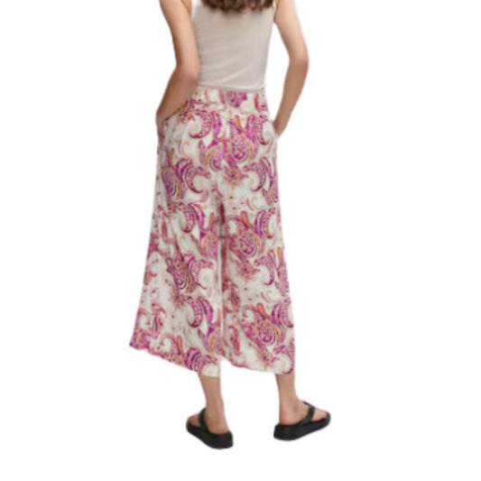 Mango Purple Floral Print Culotte Pants Wide Leg Cropped Bottoms XXL