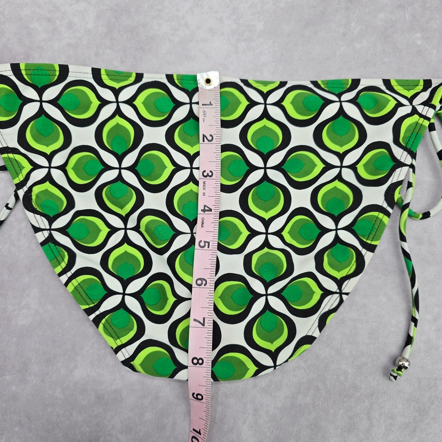 Ingear Green Black White Floral Geometric Tie Bikini Bottom Swimwear Medium
