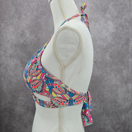 Urban Sea Pink Print Padded Crisscross String Tie Bikini Top Swimwear Medium