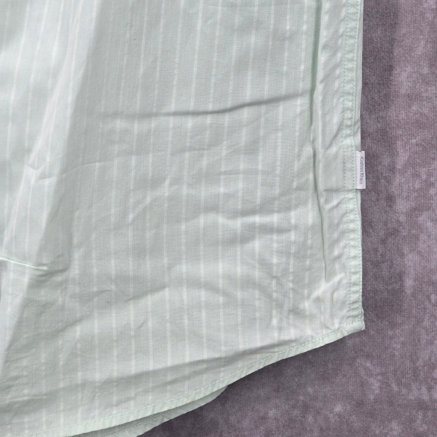 Calvin Klein Mens Green Button Down Long Sleeve Stripe Cotton Dress Shirt Large