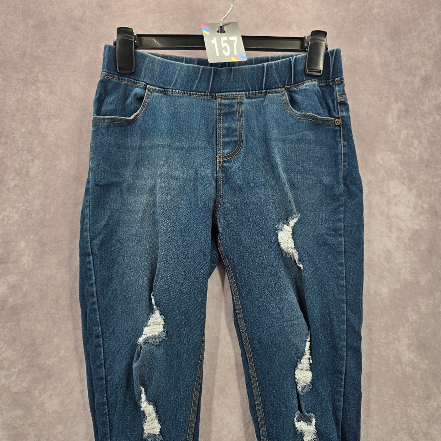 157. Jvini Fashion Blue Pullon Elastic Waist Denim Pants Skinny Jeans Small