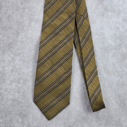 Joseph Abboud Italy Stripe Brown Black Repp Executive Silk Neck Tie Men's