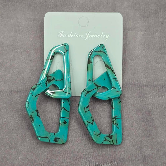 Blue Brown Western Cowgirl Abstract Dangle Drop Earring Fashion Jewelry JB1-07