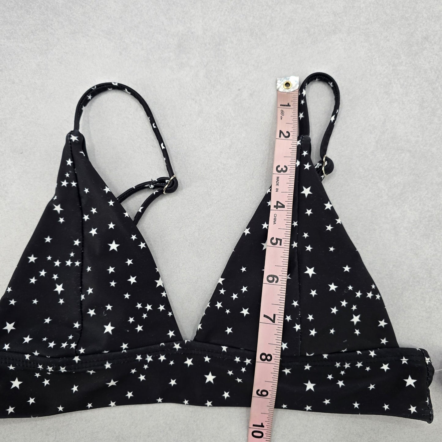 Black White Stars Active Sports Beach Bra Bikini Bralette Swim Top S Small
