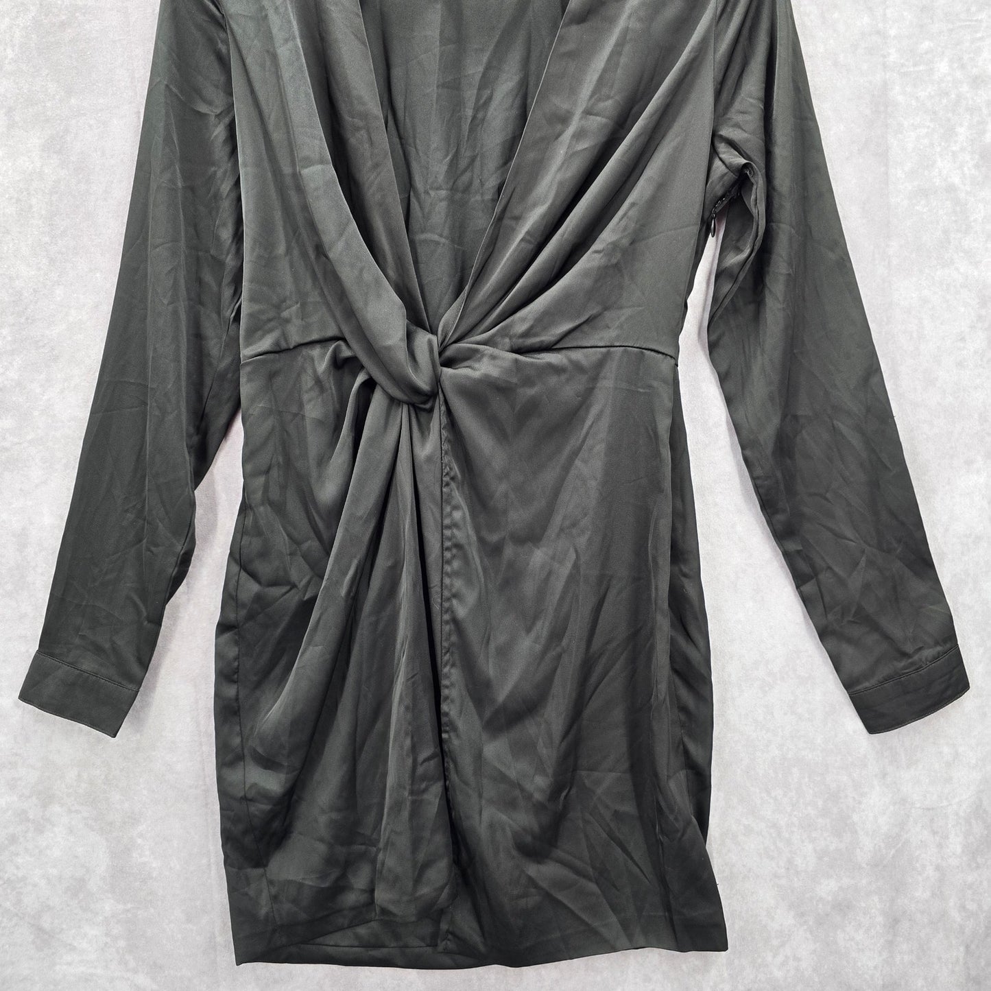 Fashion Nova Black Wrap Y2K Retro Club Long Sleeve Knee Length Dress Medium