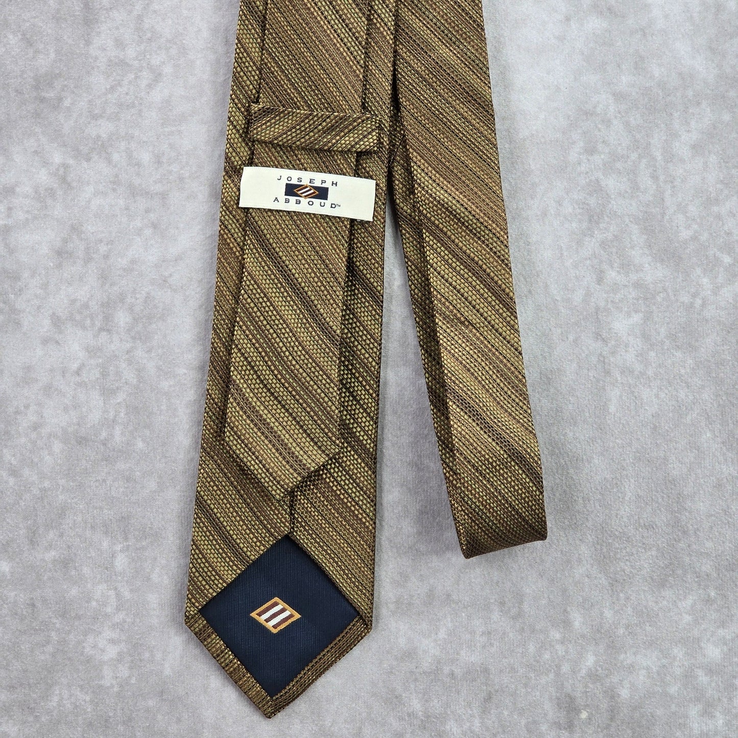 Joseph Abboud Brown Gold Stripe Repp Geometric 100% Silk Men's Neck Tie NWOT