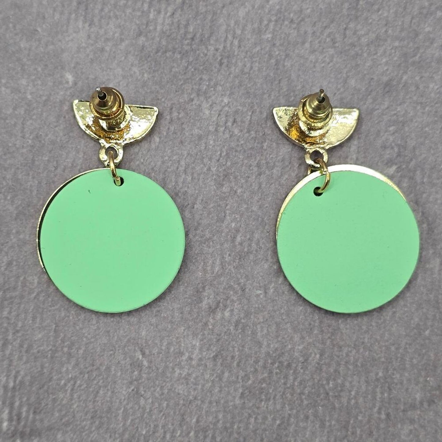 Green Gold Circle Gray Half Moon Stud Dangle Drop Earring Fashion Jewelry