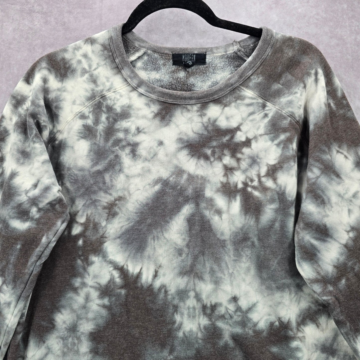 Modern Canvas Gray Tie Dye Long Sleeve Cotton Sweater Cardigan Top Medium