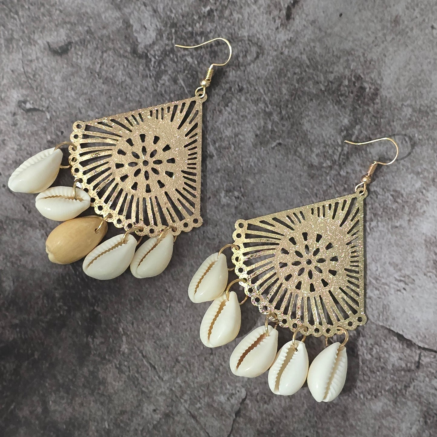 Gold Shell Hook Dangle Floral Boho Western Beach Earring Fashion Jewelry JB1-11