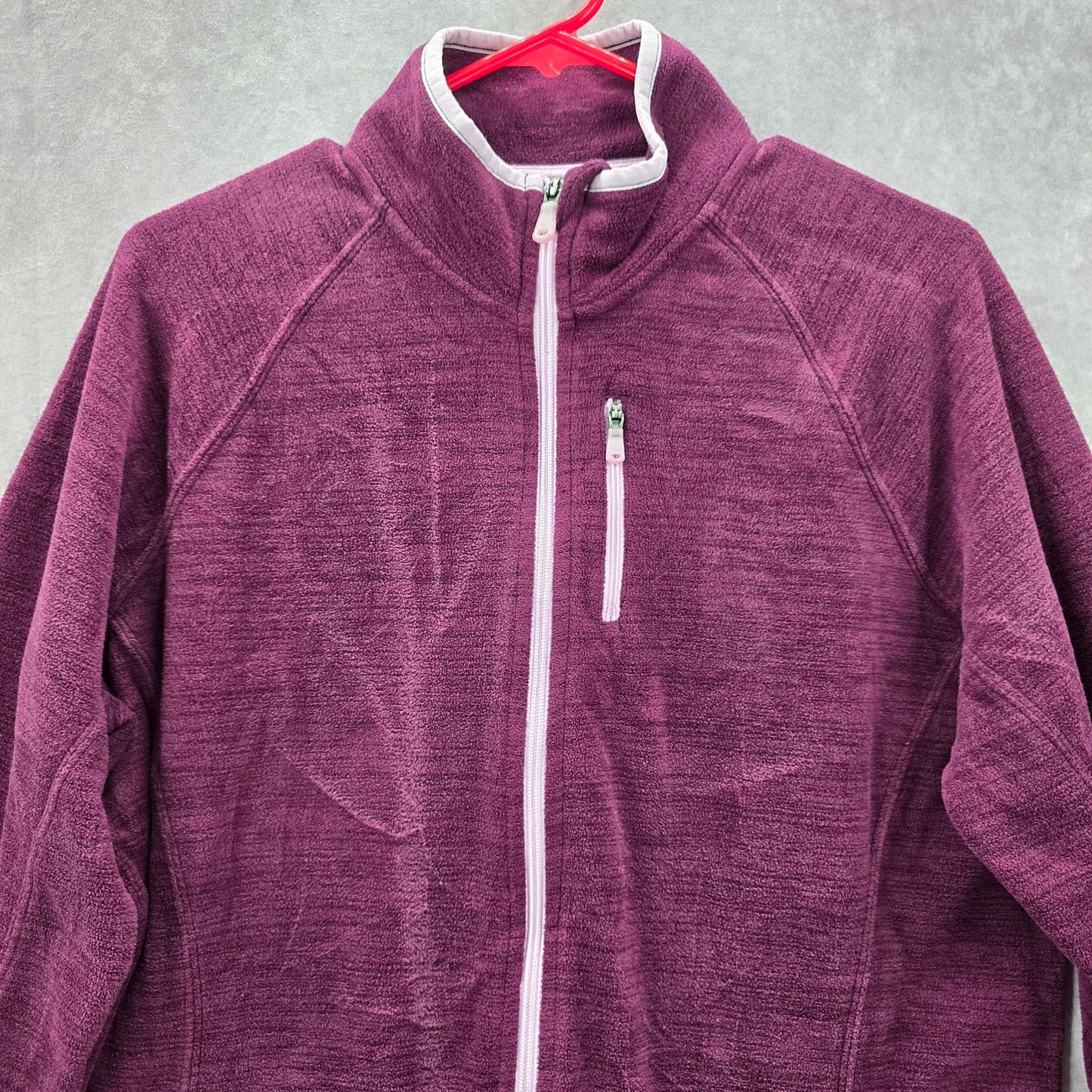 Purple Fleece Zipper Long Sleeve Activewear Y2K Sweater Cardigan Large