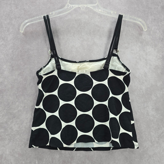La Blanca Black Polka Dot Crop Padded Swimwear Tankini Tank Top Medium M 8