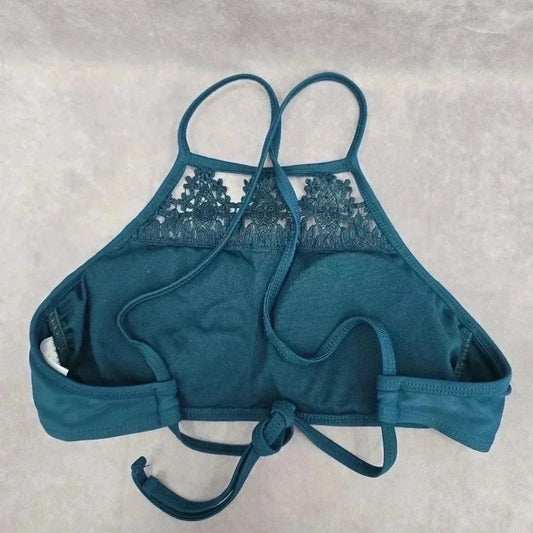 Xhilaration Green Lace Padded Bikini Top Swimwear Swimsuit String Tie Small
